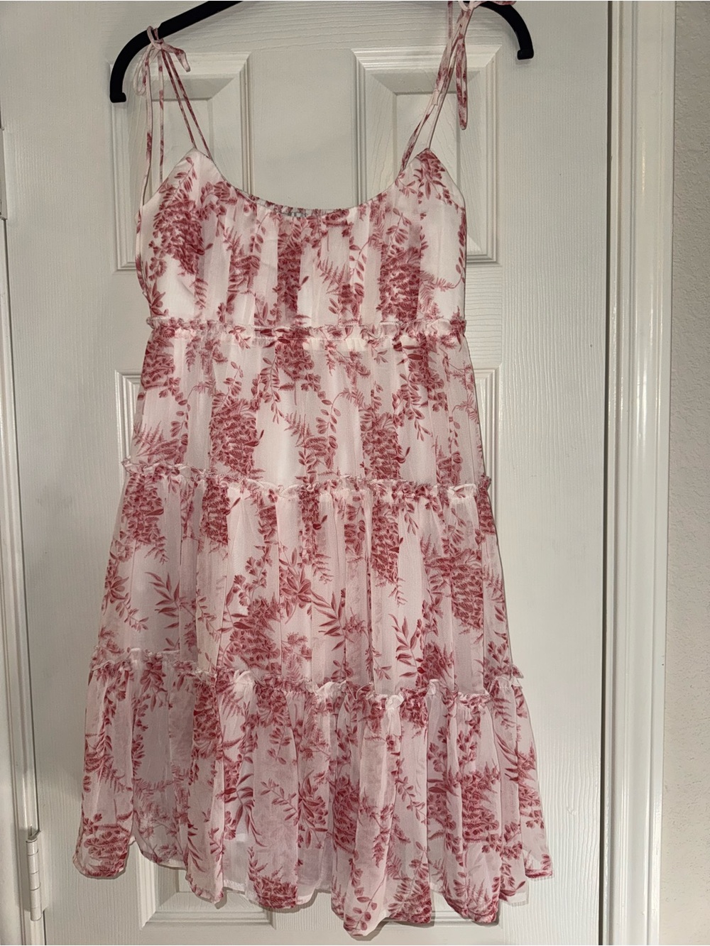 Hello Molly White and Pink Floral Tie-Shoulder Tiered Sundress